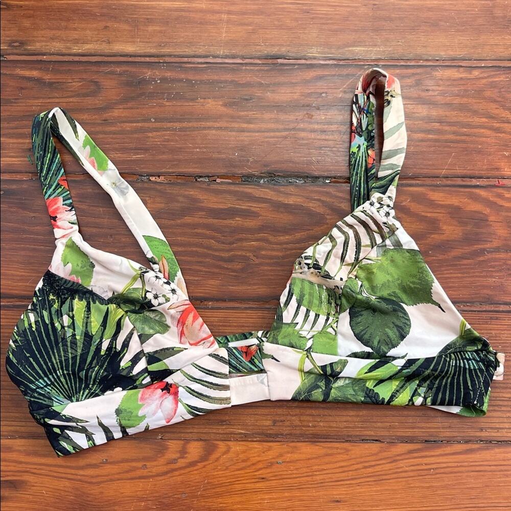 Vitamin A botanical floral strappy bikini top sz L